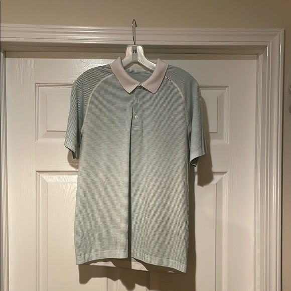 Lululemon Men's Blue Striped Polo Shirt - Picture 1 of 3